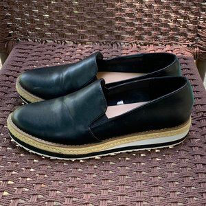 A New Day Black Leather Espadrille Style Loafers Size 8